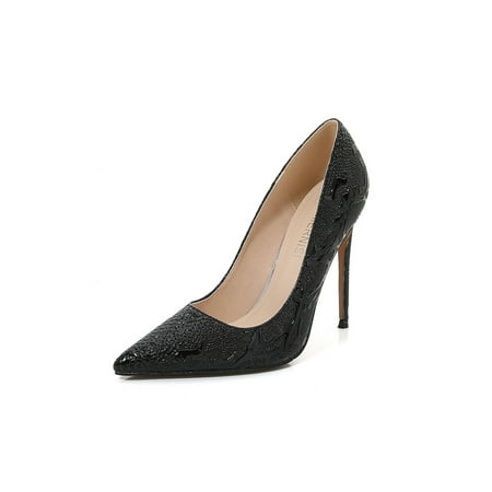 

Rotosw Ladies Stiletto Heels Pointed Toe Dress Shoes High Heel Pumps Fashion Slip On Party Snake Print Black 5
