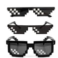 thumbnail image 1 of Paquete de 3 gafas de sol de cristal para hombres y mujeres, dise?o de mosaico de píxeles de 8 bits, accesorios de fotos unisex, color negro, 1 of 2