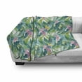 thumbnail image 3 of Watercolor Soft Flannel Fleece Blanket, Exotic Jungles of Hawaii Inspired Fresh Green Leaves Tropical Plants Art, Cozy Plush for Indoor and Outdoor Use, 50" x 70", Green Pink White, by Ambesonne, 3 of 6