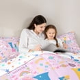 thumbnail image 5 of jejeloiu Magical Star Monogram W 7 Pieces Bedding Comforter Set For Girls,Unicorn Rainbow Initial Design Full Bedding Set,Colorful Stars Reversible, 5 of 7