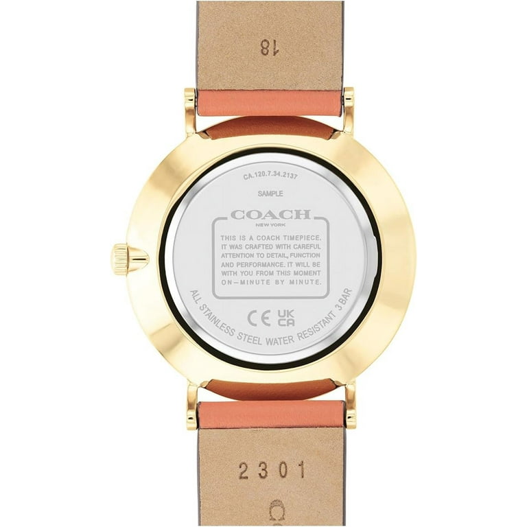 Coach 14503922 Perry Coral Pink/Gold Tone Dial Coral Pink Leather 