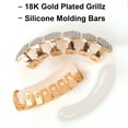 thumbnail image 2 of 18K Gold Plated Diamond Hip Hop Teeth Grillz Top Bottom Mouth Grill Set Custom, 2 of 10