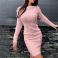 thumbnail image 2 of Outfmvch Robe Chandail pour Femmes Robe Dames Automne Hiver Tricot Col Roulé s Solide Mince Robe Chandail en Peluche Robes Femmes Robes Automne, 2 of 8
