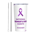 thumbnail image 1 of Vaso de acero inoxidable con tapa para concientización sobre el cáncer de páncreas, taza térmica portátil de 20 oz, 1 of 1