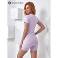 thumbnail image 6 of Women Solid Tone 2 Piece Activewear Set Crew Neck Short Sleeve Slim Top High Waist Biker Shorts Seamless Stretch Gym Workout Yoga Matching Tracksuit summerwins, 6 of 6