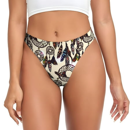 Qokaie Dreamcatcher Printed Women s Cotton Thong Underwear  Sexy Breathable Panties G-string-4X-Large