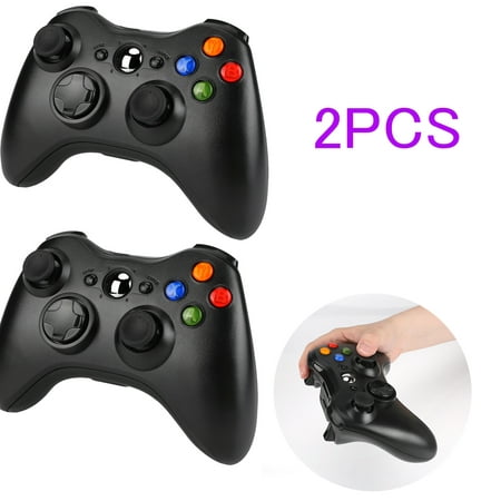 KKSQ 2Packs 2.4G Wireless Controller for Xbox 360 Wireless Remote Controller Gamepad with Non-Slip Joystick Thumb Grips,for Xbox 360/360 Slim,PC Windows 7,8,10,Black