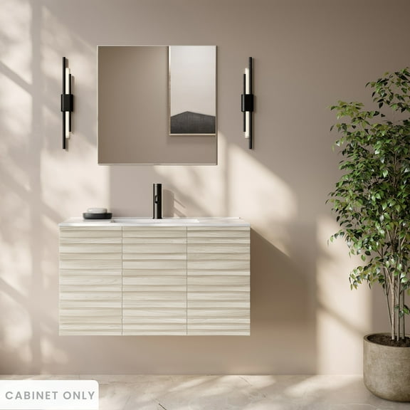 Cascade 36" Wall-Mounted Bathroom Vanity Cabinet without Top in White Oak