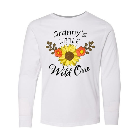 Inktastic Granny's Little Wild 1 with Beautiful Sunflower Long Sleeve Youth T-Shirt