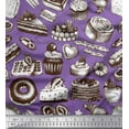 thumbnail image 1 of Soimoi Georgette Viscose Fabric Cupcake,Donut & Cookies Food Decor Fabric Printed Yard 42 Inch Wide, 1 of 1