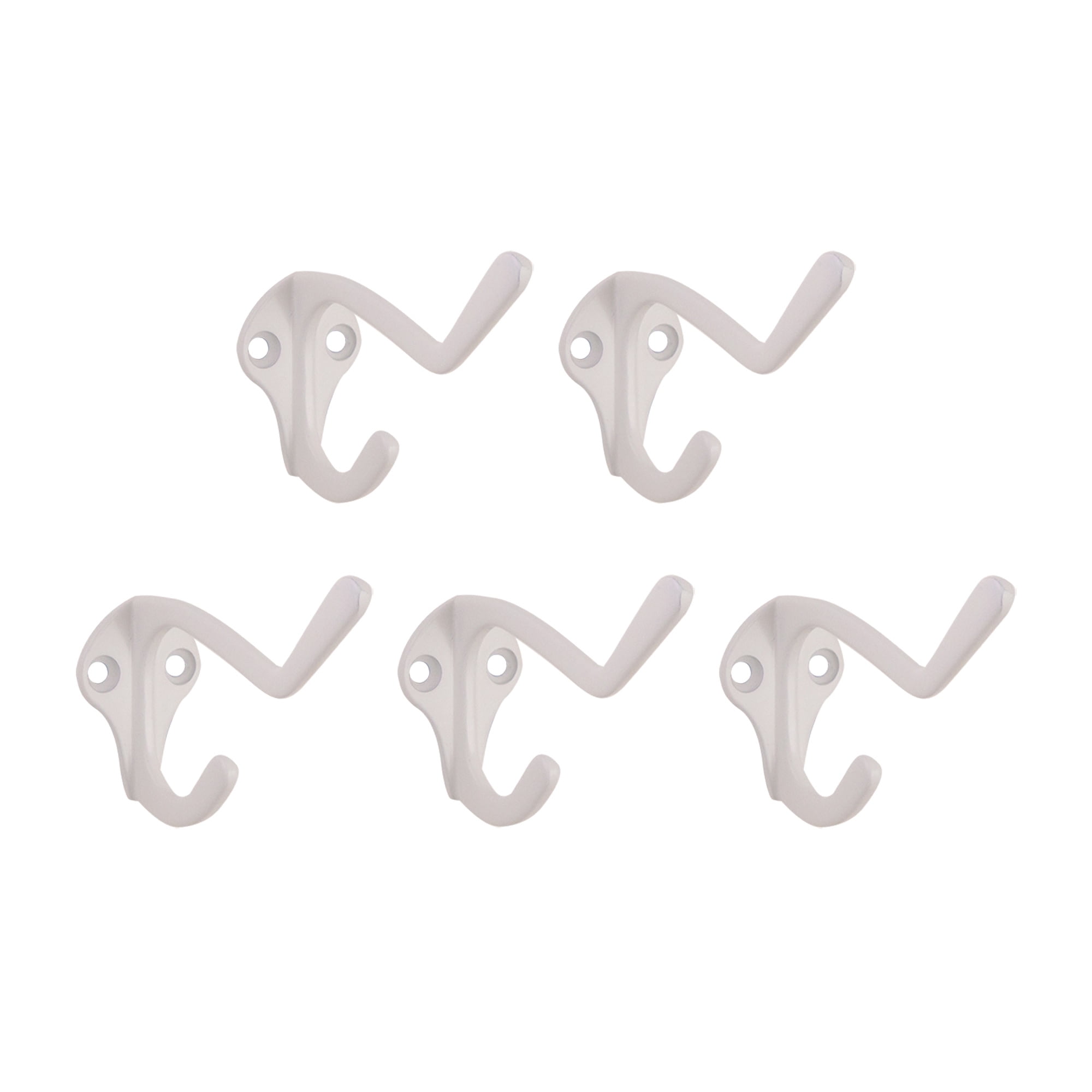 Design House Double Hook in White, 3-Inch, 5-Pack