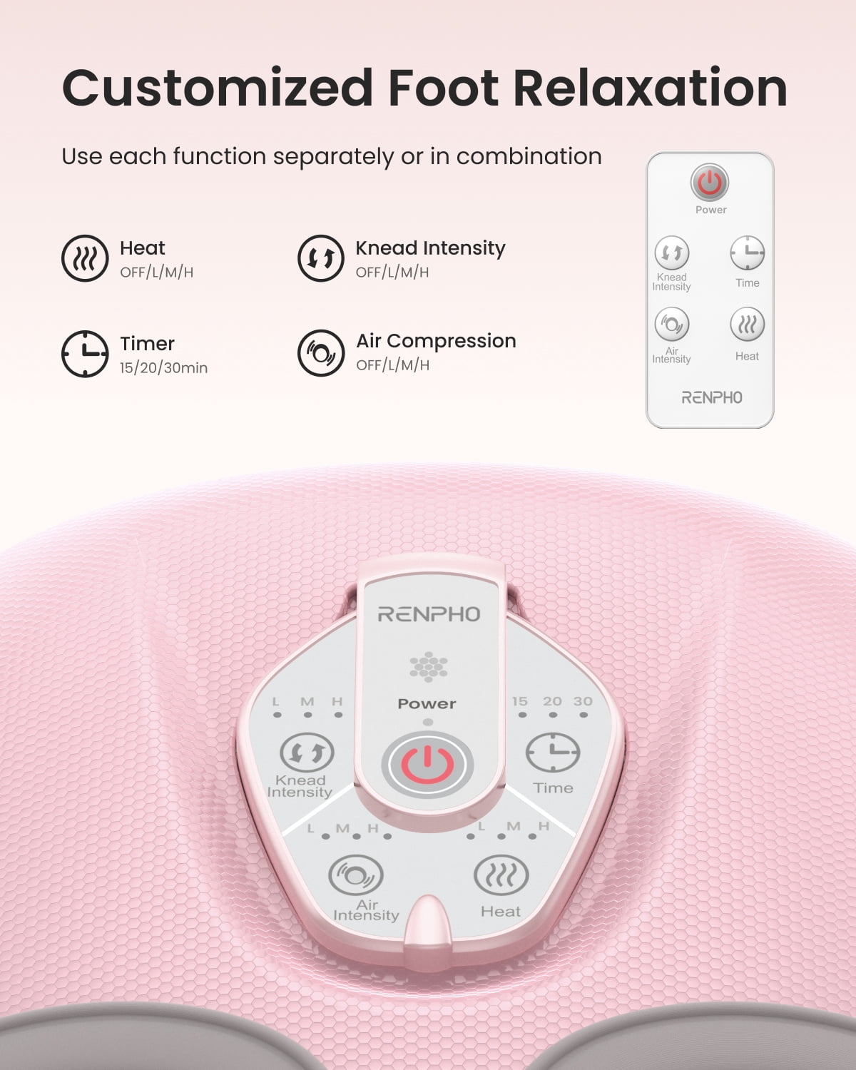 RENPHO Foot Massager Machine with Heat [2026 Upgraded], Shiatsu Foot Massager for Plantar Fasciitis, Gifts for Women Men Mom Dad, FSA Eligible HSA Store Eligible, Pink