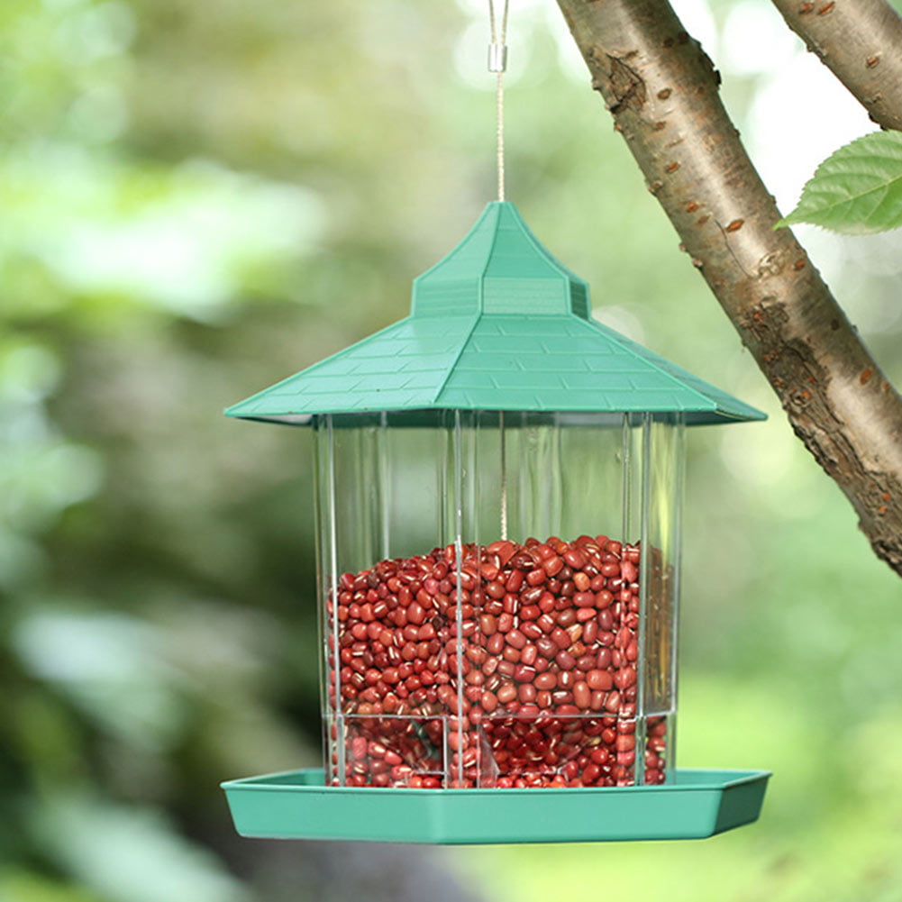 4 Lb Food Capacity Double Sided Outdoor Garden Porch Hanging Chalet Bird Feeder