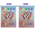thumbnail image 2 of Peace Love Pride Alaskan Malamute with Rainbow Sunglasses LGBT LGBTQ+ House Flag 28x40in Double Sided Alaska Mal Dog Lovers Gifts Outdoor Decor - 01004, 2 of 5
