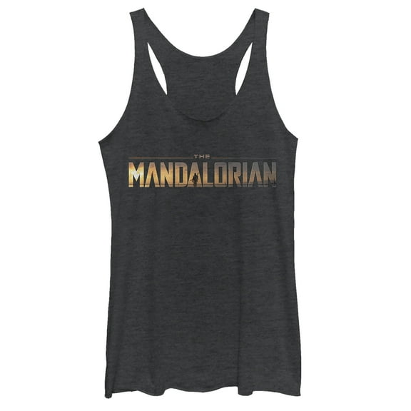 Women's Star Wars: The Mandalorian Silhouette Logo Racerback Tank Top Black Heather X Large