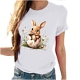 thumbnail image 4 of Tops de Cuello Alto para las Mujeres Amante Impreso Camiseta Cuello Redondo Manga Corta, Poliéster Spandex, 4 of 7