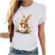 thumbnail image 4 of Tops de Cuello Alto para las Mujeres Amante Impreso Camiseta Cuello Redondo Manga Corta, Poliéster Spandex, 4 of 7