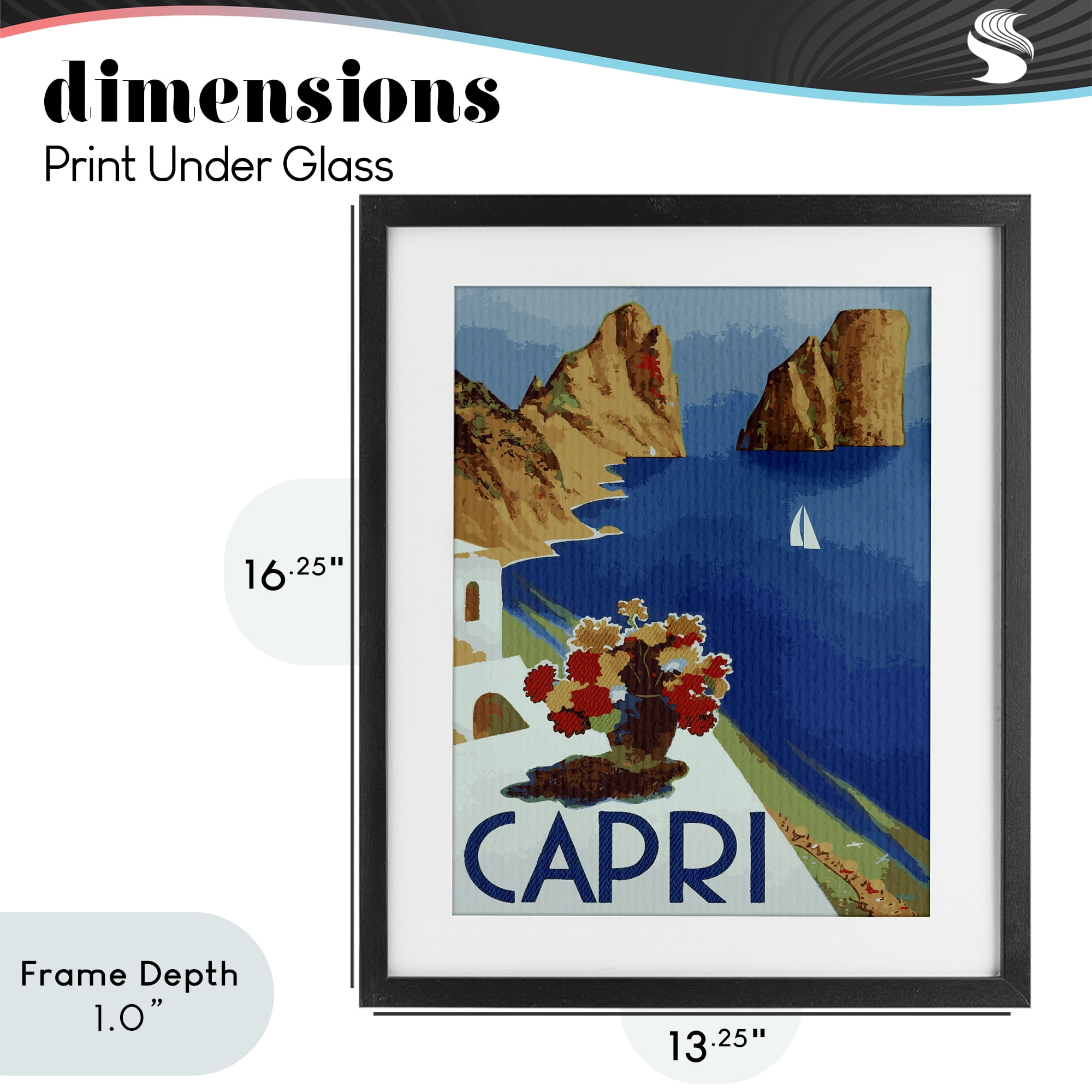 Stupell Industries Capri Island Cliffs Black Framed Print Under Glass, design by Lil' Rue