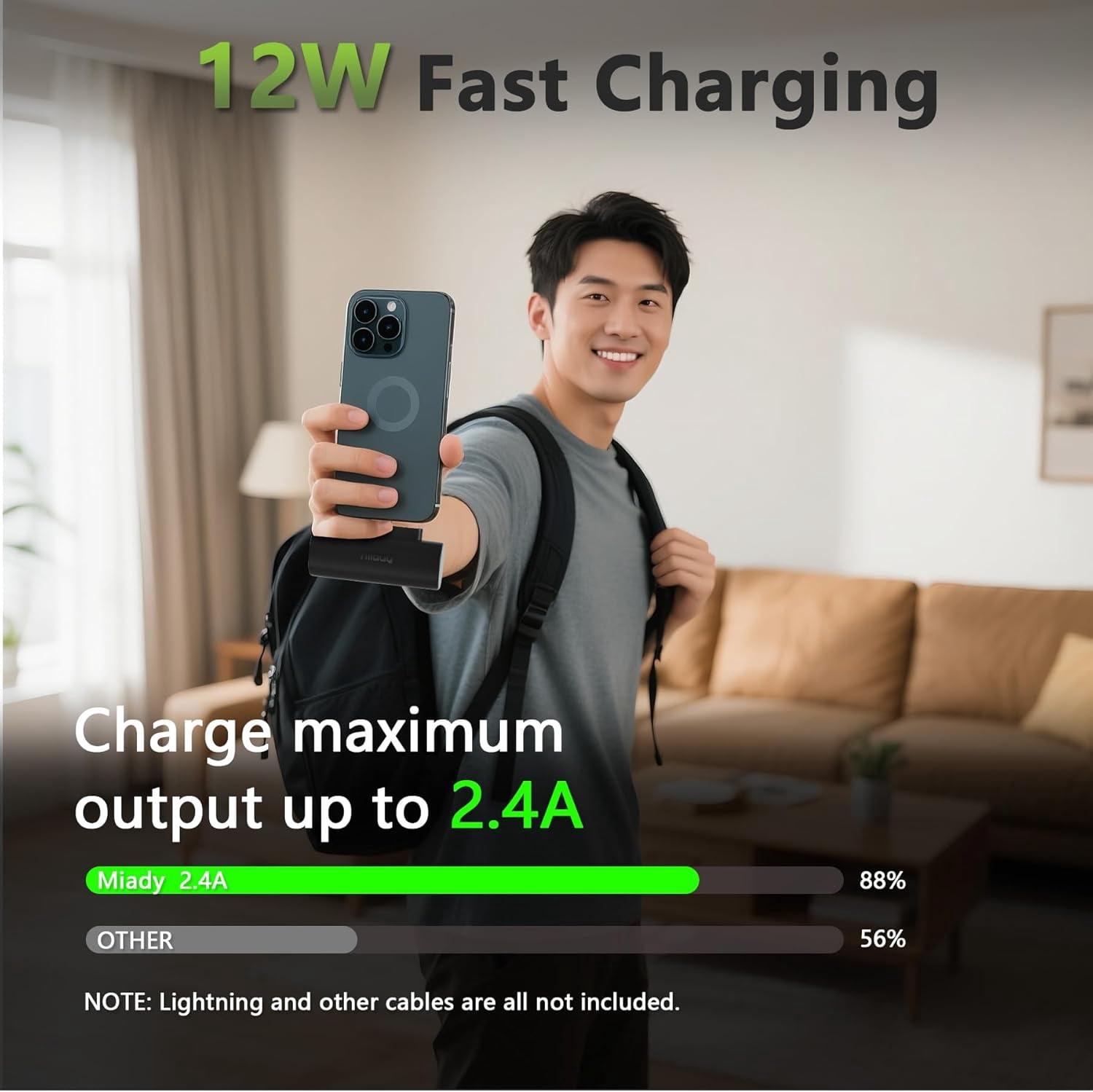 2-Pack 5000mAh Mini Portable Charger with Built-in Type C Connector, 5V 2.4A USB-C Output Fast Charging Sm Power Bank, Compact Battery Pack Compatible iPhone 17/16/15 Galaxy S24/S22 iPad