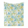 thumbnail image 1 of Flower Soft Flannel Fleece Blanket, Ornate Floral Endless Pattern with Flowers Flourish Modern Doodle Style, Cozy Plush for Indoor and Outdoor Use, 70" x 90", Blue Green Apple Green, by Ambesonne, 1 of 5