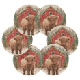 thumbnail image 4 of 6 Pcs Drink Coasters with Holder 3.94in Woven Coasters for Drinks Cute Highland Cow Pattern Coaster Set for Protection Table, 4 of 7