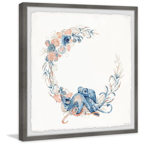 Marmont Hill Flower Crown Octopus Framed Painting Print