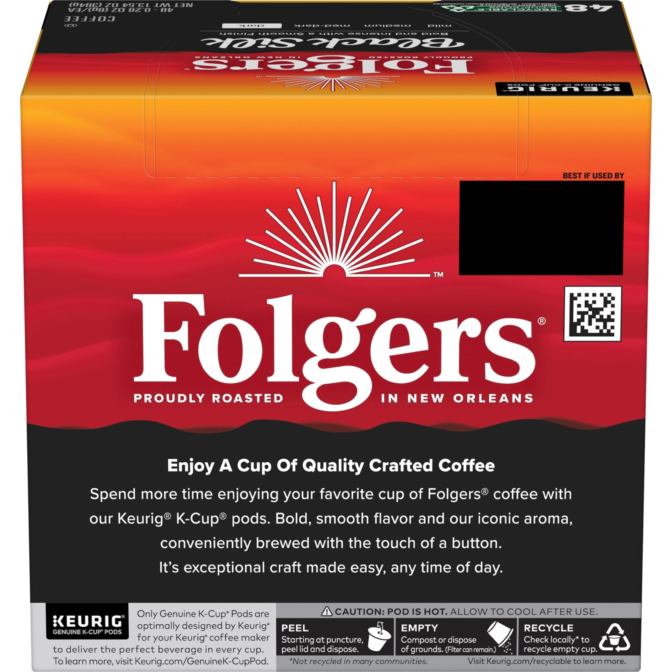 Folgers Black Silk, Dark Roast Coffee, Keurig K Cup Pods, 48 Count Box