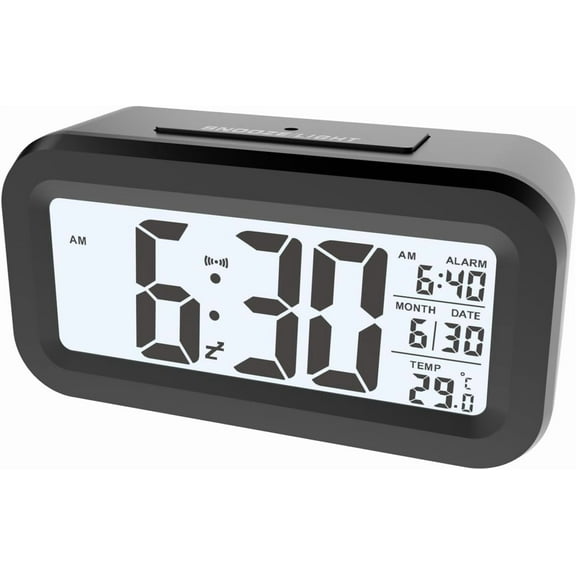 Upgraded Digital Alarm Clock, 4.3" LED Display with Temperature Larger Lound Light Control Portable