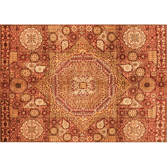 Ahgly Company Indoor Rectangle Abstract Orange Modern Area Rugs, 5' x 7'