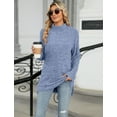 thumbnail image 2 of OBEEII Womens Tops Knitted Sweater Soft Turtleneck Pullover Sweater Oversized Chunky Ribbed Jumper Fall Winter Clothes, Blue Size S-XXL, 2 of 9