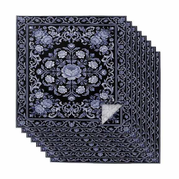 Cloth Napkins Set of 8 - 20x20 Inches, Vintage Bohemia Washable Reusable Table Napkins, Abstract Purple Flowers Botanical Black Soft & Absortbent Dining Napkin for Party Wedding Hotel Restaurant