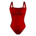 thumbnail image 3 of One Piece Swimsuit for Women Tummy Control Solid Pleated Suspender Fashionable Bathing Suits, 3 of 6