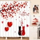 thumbnail image 3 of Lunxisen 3 Pcs Flower Shower Curtain Set Petals Heart Shape on Rustic Plank Lover Bathroom Curtain with Hooks Waterproof Polyester Fabric Bathroom Decorations, 3 of 8