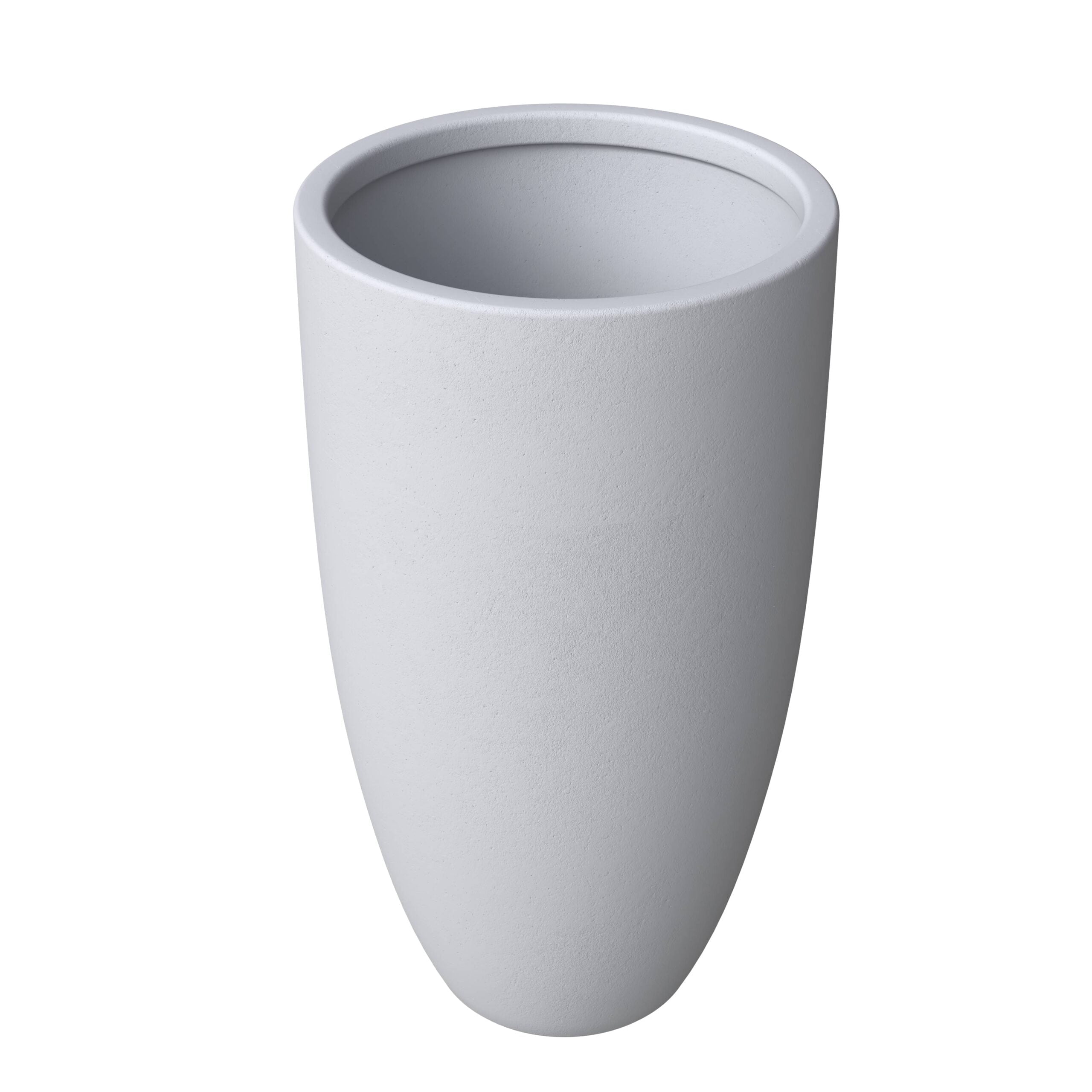 LeisureMod Crete Mid-Century Modern Fiberstone and Clay Planter - Tapered Round Plant Pot with Drainage Holes for Indoor and Outdoor Home (Aged Concrete, 24" Height)