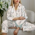thumbnail image 6 of Pajama Sets for Women 2 Pcs, Bohemian Simple Funny Cute Rabbit Button Down Long Sleeve Sleepwear Lounge PJ Sets, 6 of 6