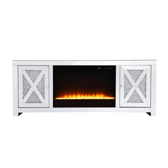 59 in.crystal mirrored TV stand with crystal insert fireplace