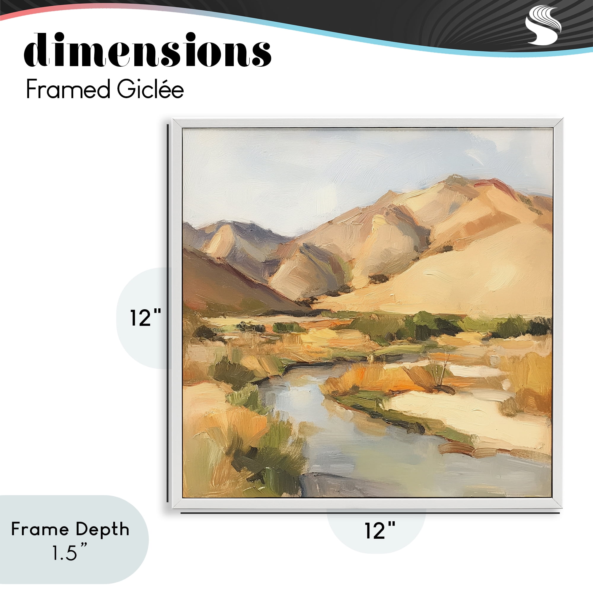 Stupell Industries Wispy Desert River White Framed Giclee Art, design by Petal Prints Design