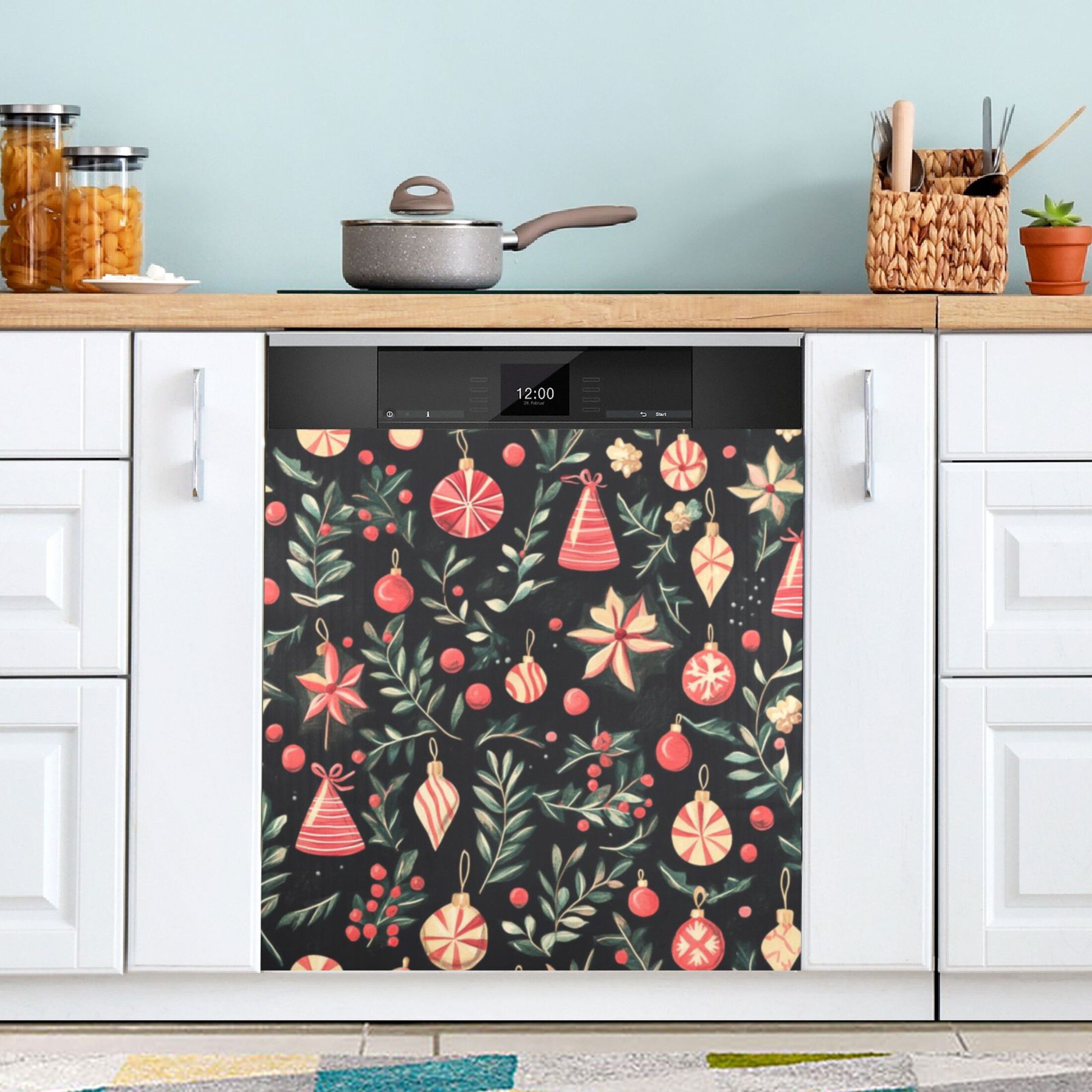 Dishwasher Magnetic Sticker 23x26 Inch Refrigerator Magnetic Sticker Washing Machine Magnetic Sticker Kitchen Panel Magnetic Sticker Home Decor Christmas Decorations