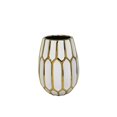 thumbnail image 1 of Benzara BM190339 Ceramic Curved Vase with Geometric Bud Design - White & Gold, 1 of 1
