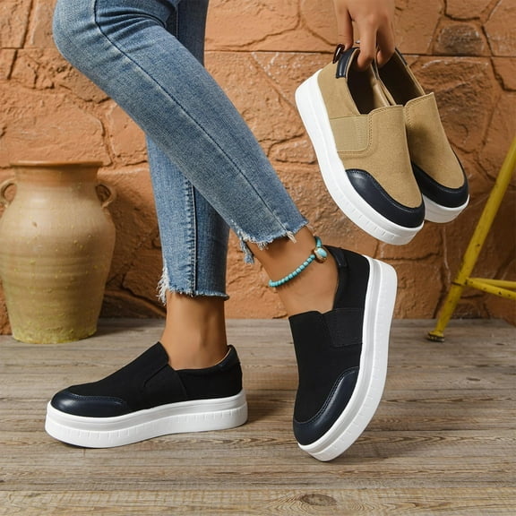 Nmnitkp Womens Slip on Shoes Stylish Casual Loafers Lightweight Sneakers Comfortable Spring Flat Shoes for Office,Work Black,36