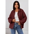 thumbnail image 2 of YOGAFOX Women's 2025 Fall Winter Cardigan Sweaters Casual Long Sleeve Button Down Loose Knit Chunky Outerwear Coats Burgundy S, 2 of 6
