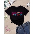 thumbnail image 1 of Girls' "Hello Kindergarten" Rainbow Love T-Shirt - Black Short Sleeve Back to School Tee with Colorful Lettering, Perfect Gift for Youngsters, Casual Youngsters' Top | Playful Design | Stre, 1 of 6