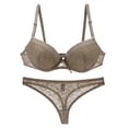 thumbnail image 4 of Bra Sets for Women Ladies Underwear Sets Simple Bra and Panty Set Bra & Underwear Set Non-wired Bra Set Classic Underwear Set Bikini Nightwear Pyjamas Party Casual Bra Panty Set,Brown,80D, 4 of 7