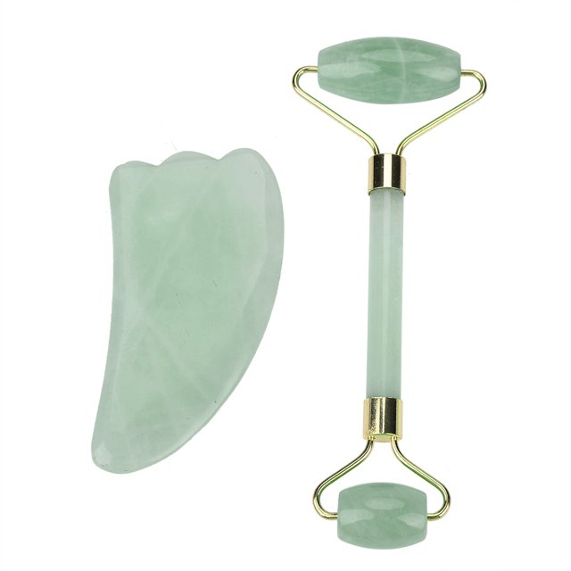 Rodillo de jade, placa de desguace de rodillo de masaje de cuarzo natural de doble cabeza, la mejor de su clase Jadeshay A