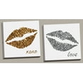 thumbnail image 1 of Fun, Popular Glitter Kiss; Gold and Silver Lips with XOXO and Love, Two 12x12in Stretched Canvases; Ready to hang!, 1 of 1