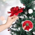 thumbnail image 3 of 20 piezas de decoración de Navidad, flor de Navidad artificial, guirnalda de árbol de Navidad con purpurina, colgantes de flores artificiales, para árbol de Navidad de fiesta, corona, decoraciones de fiesta de boda, rojo oso de fresa Electrónica, 3 of 5
