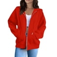 thumbnail image 2 of Resicozy 2026 Zip Up Hoodies for Women Fall Winter Casual Sweatshirts Zipper Oversized Lightweight Cute Jackets with Pockets Red 3XL, 2 of 6
