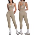 thumbnail image 2 of IBTOM CASTLE Womens Color Block Workout Sets Racerback Tank Top High Waist Leggings Gym Set Yoga Pilates Outfits Gray, 2 of 7