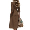 thumbnail image 5 of Edvintorg Midi Dresses for Women Vacation Casual 3/4 Sleeve Button Down Dress Fashion Clothing Womens Sundresses with Pockets, 5 of 7