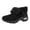 Black, variant on Snow Boots for Women Leopard Print Suede Slip on Ankle Booties Winter Sneakers with Air Cushion Comfy Furry Lined Arch Support Outdoor Walking Shoes Brown Size 9